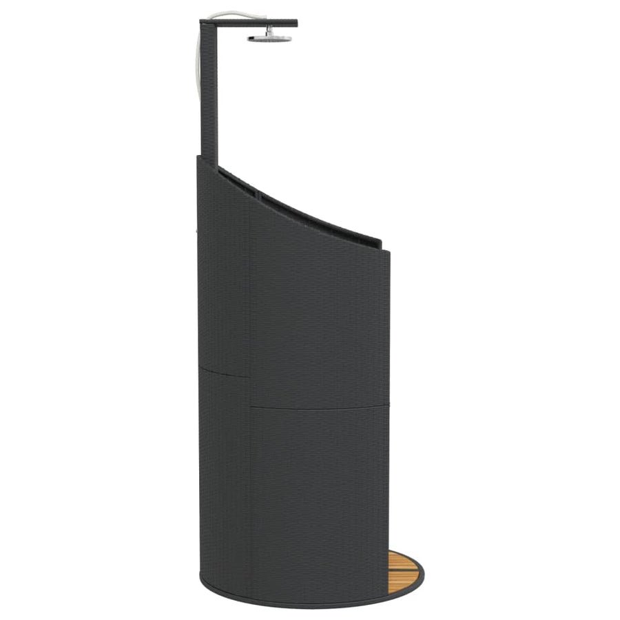 Buitendouche 100X100X241,5 Cm Poly Rattan En Acaciahout Zwart