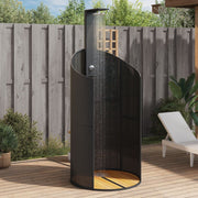 Buitendouche 100x100x241,5 cm poly rattan acaciahout zwart