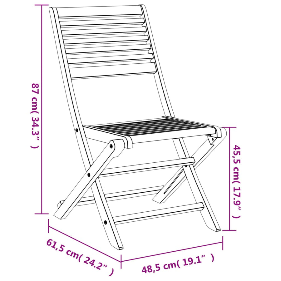Tuinstoelen 4 St Inklapbaar 48,5X61,5X87 Cm Massief Acaciahout