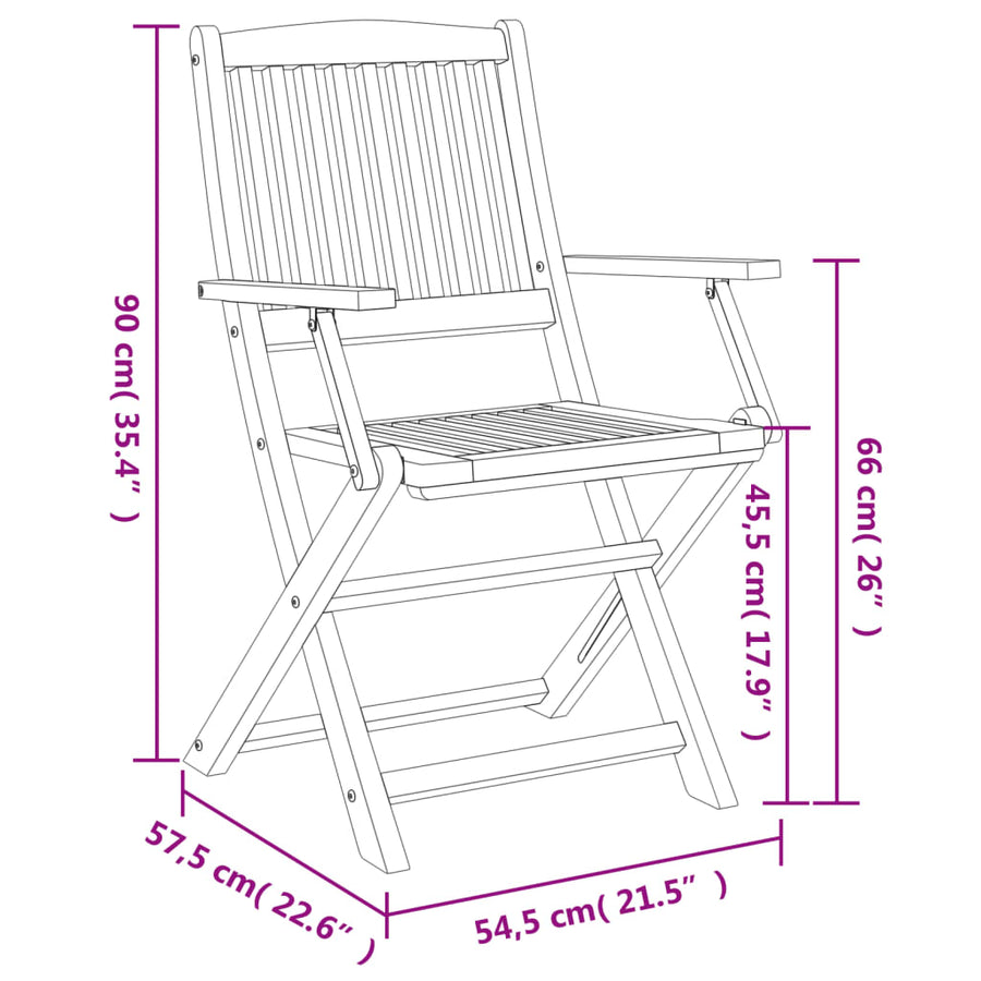 Tuinstoelen 4 St Inklapbaar 57,5X54,5X90 Cm Massief Acaciahout