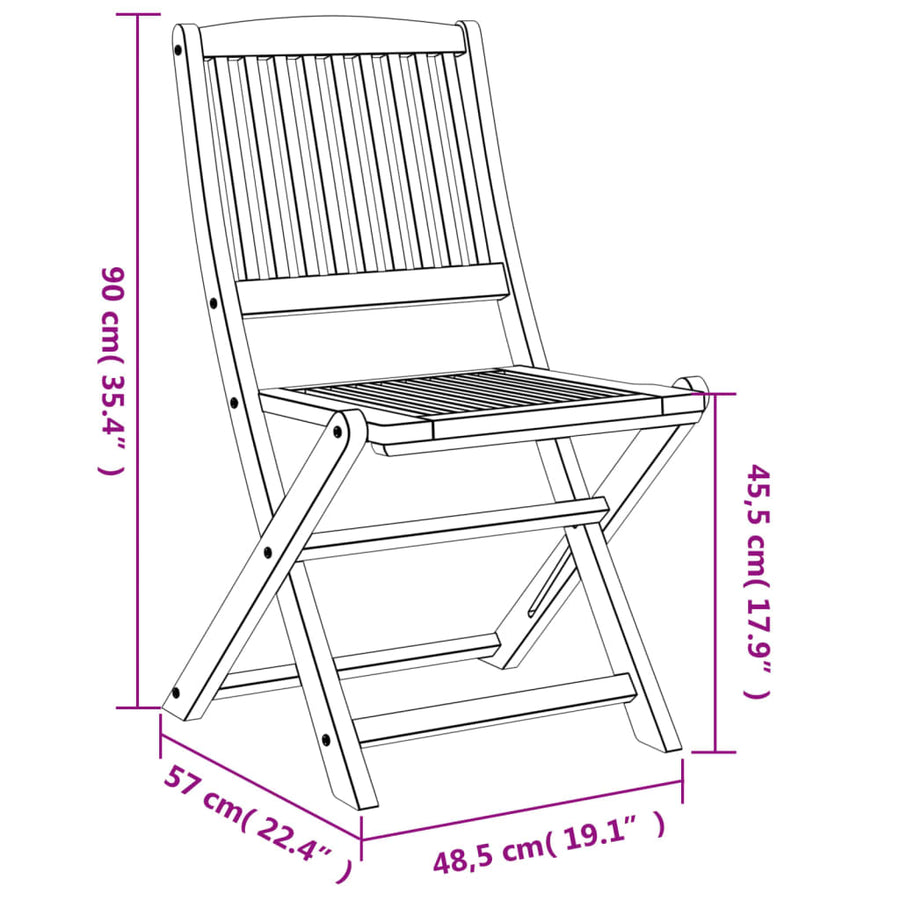 Tuinstoelen 2 st inklapbaar 57x48,5x90 cm massief acaciahout