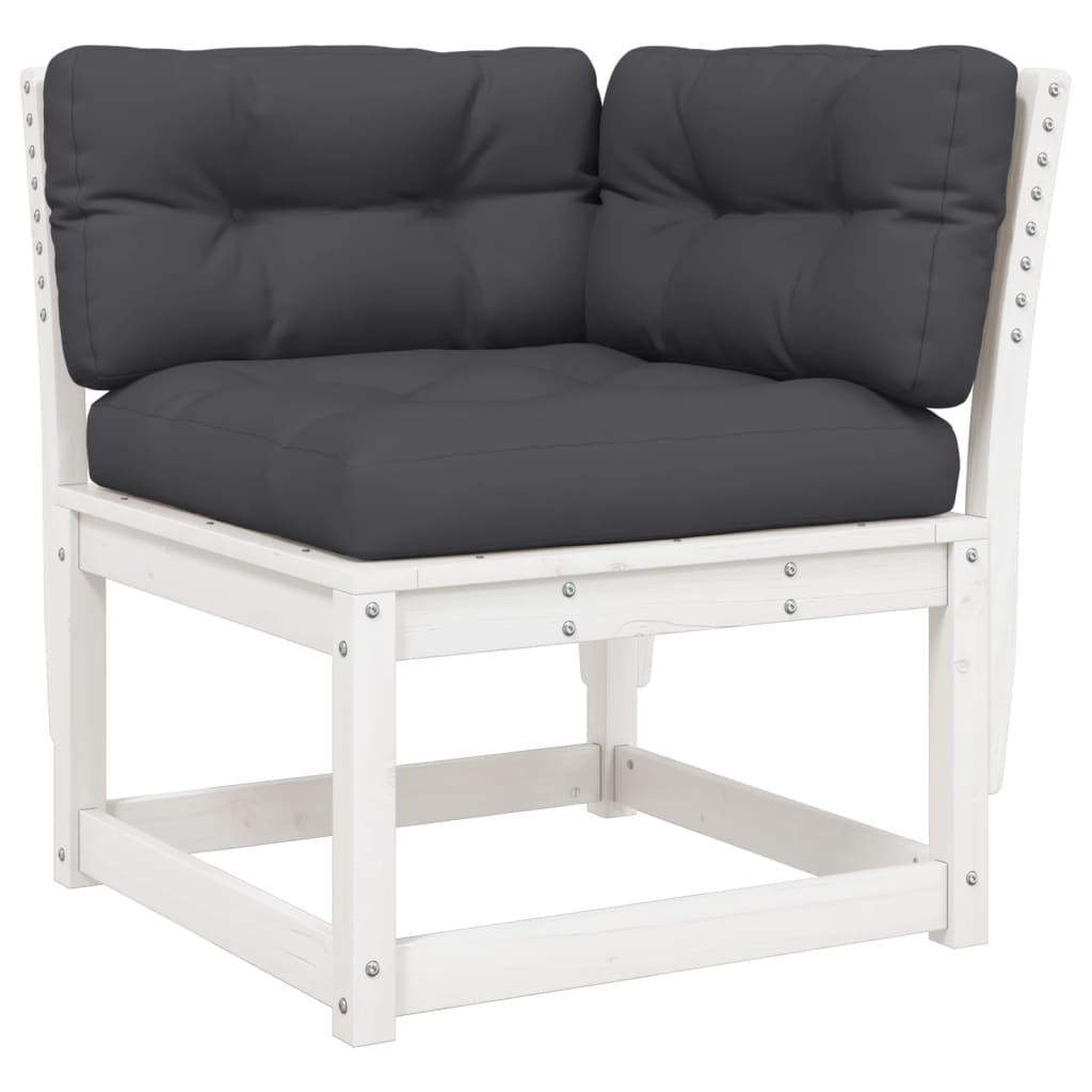 Tuinhoekbank Met Kussens 73X73X78 Cm Massief Grenenhout Wit