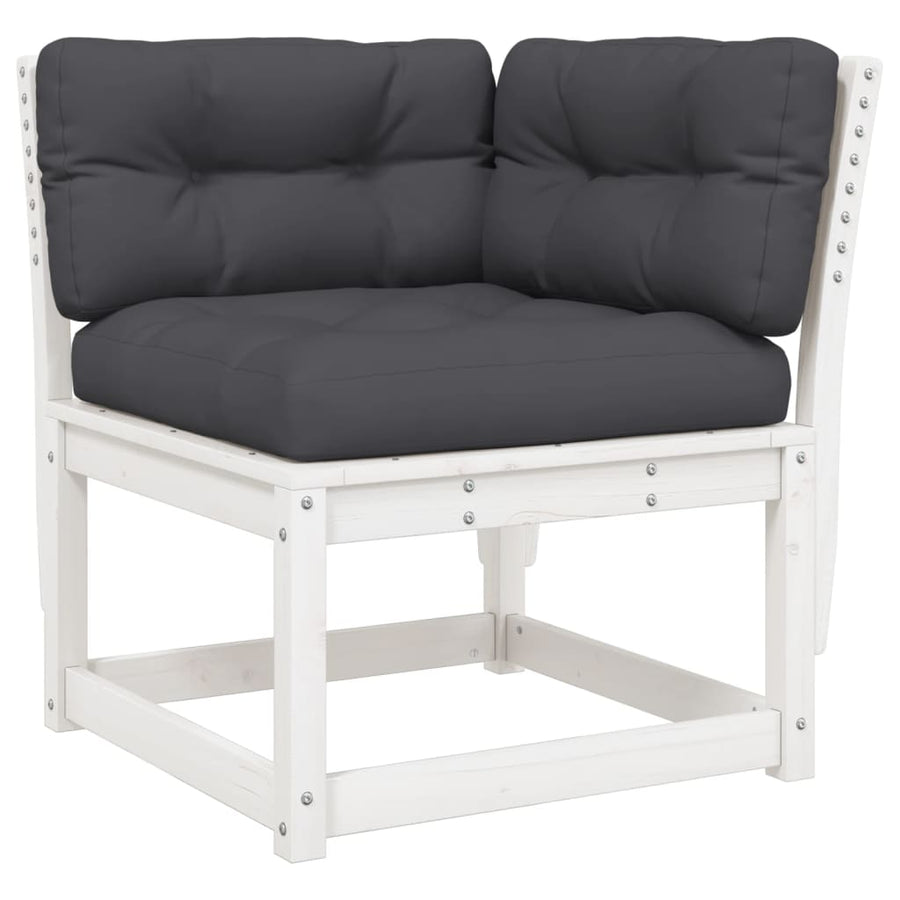 Tuinhoekbank Met Kussens 73X73X78 Cm Massief Grenenhout Wit
