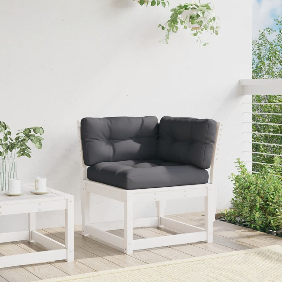 Tuinhoekbank Met Kussens 73X73X78 Cm Massief Grenenhout Wit