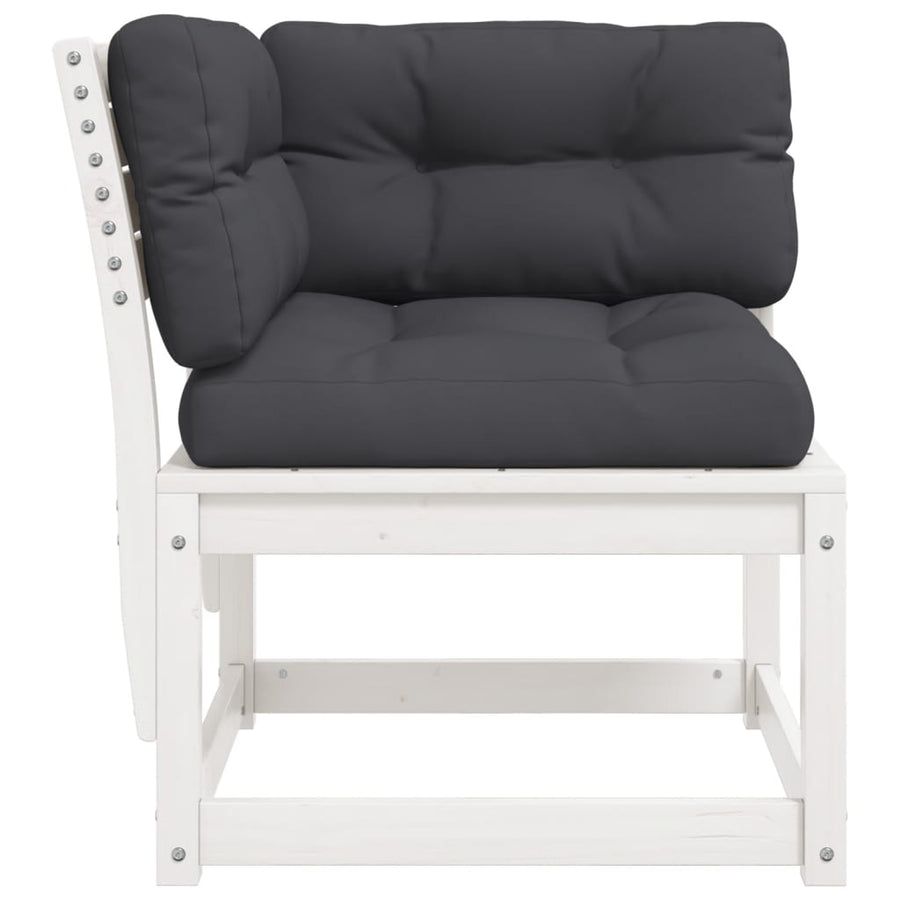 Tuinhoekbank Met Kussens 73X73X78 Cm Massief Grenenhout Wit