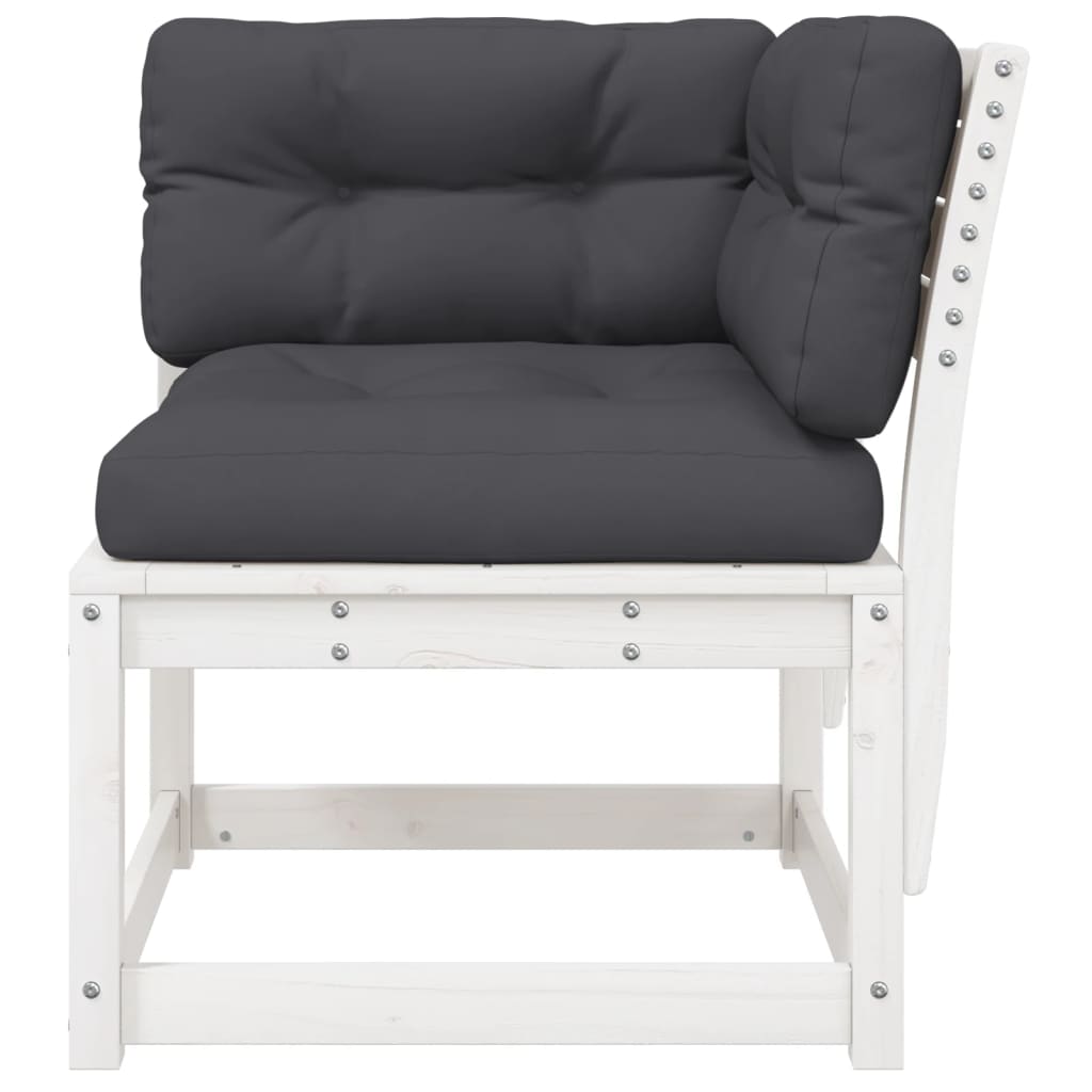 Tuinhoekbank Met Kussens 73X73X78 Cm Massief Grenenhout Wit