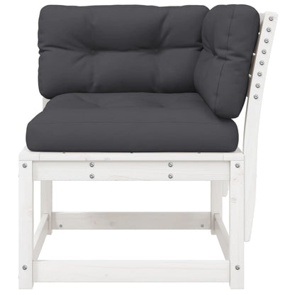 Tuinhoekbank Met Kussens 73X73X78 Cm Massief Grenenhout Wit
