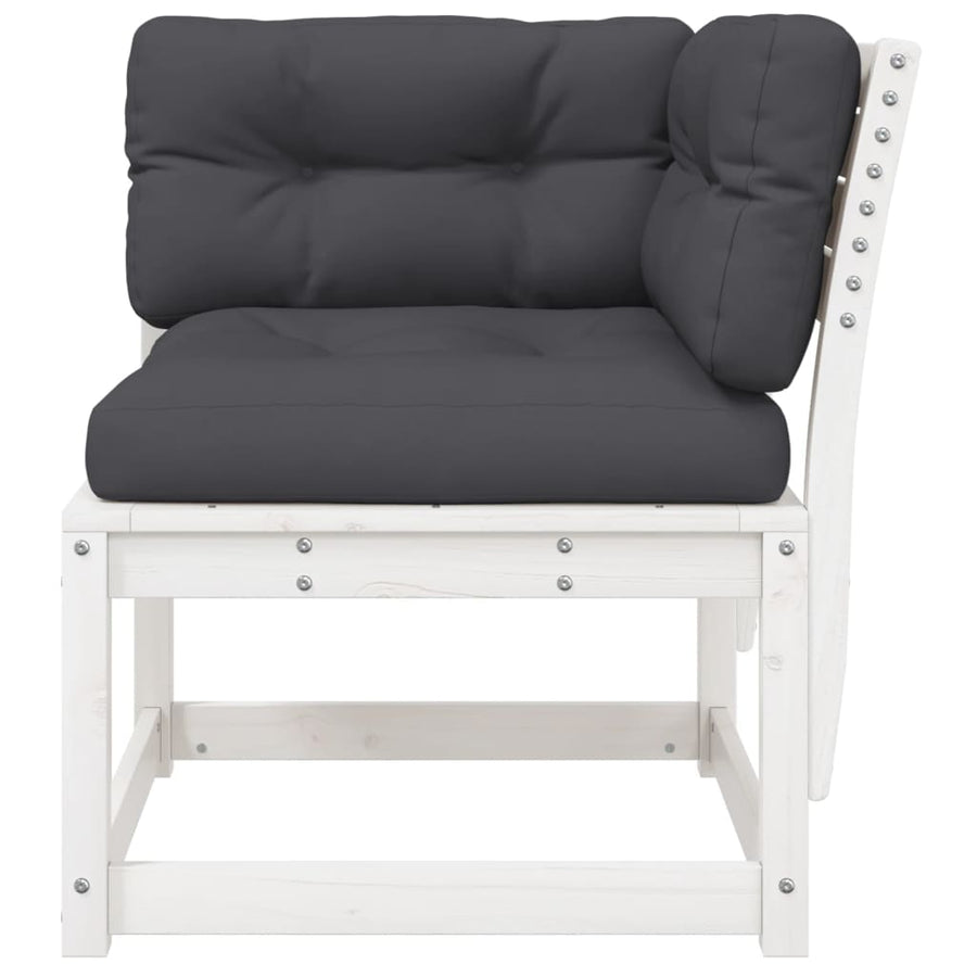 Tuinhoekbank Met Kussens 73X73X78 Cm Massief Grenenhout Wit