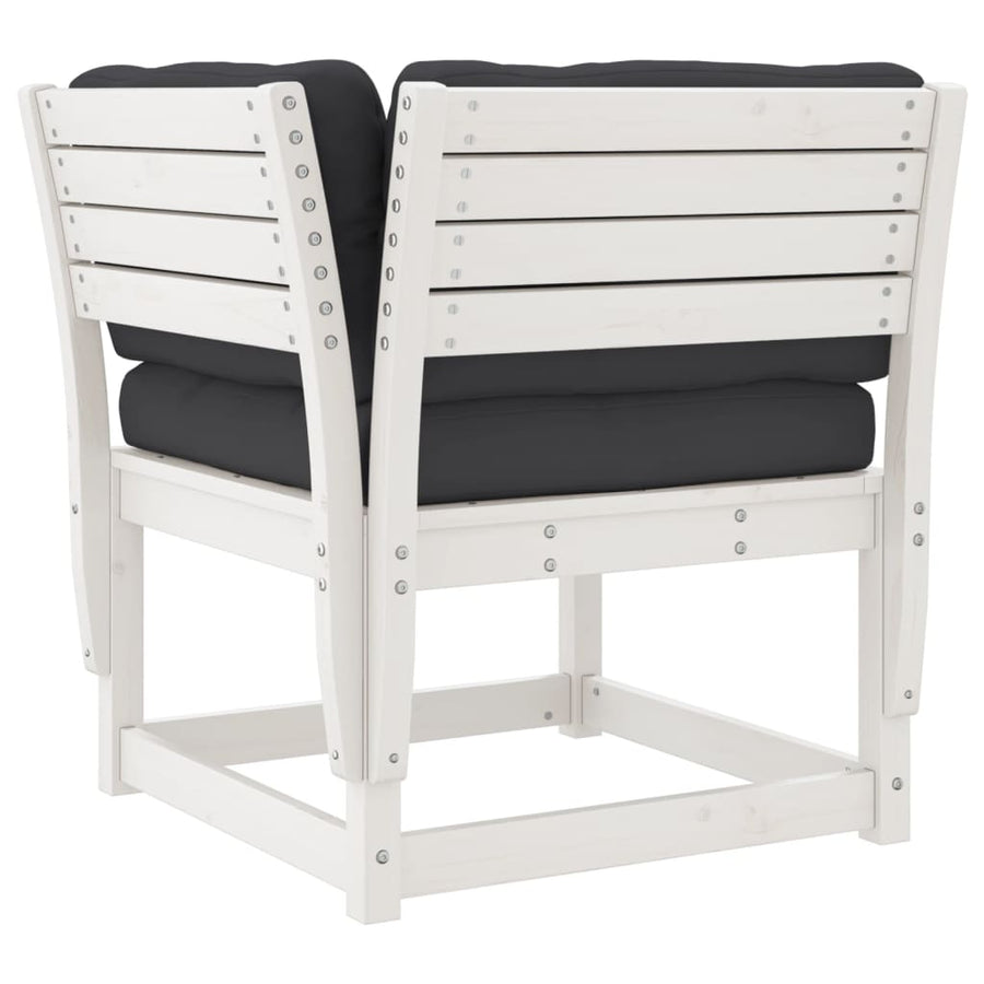 Tuinhoekbank Met Kussens 73X73X78 Cm Massief Grenenhout Wit