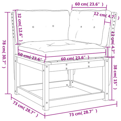 Tuinhoekbank Met Kussens 73X73X78 Cm Massief Grenenhout Wit