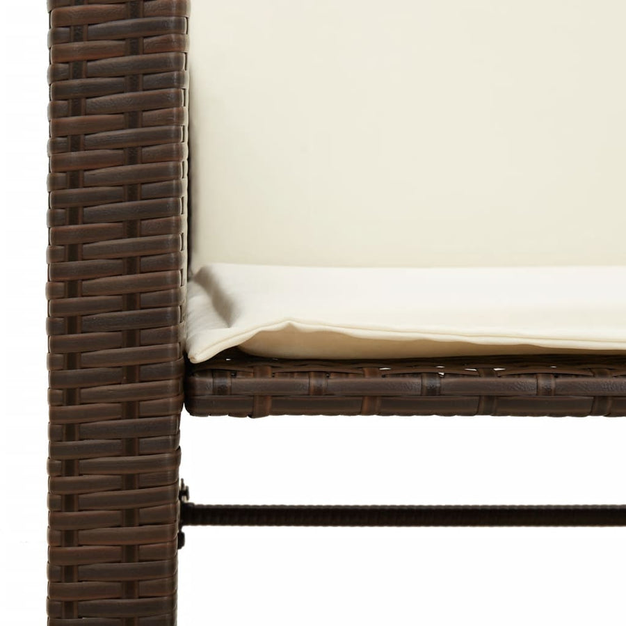 Tuinbank 2-Zits Met Tafel En Voetenbanken Poly Rattan Bruin