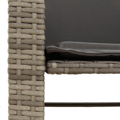 Tuinbank 2-Zits Met Tafel En Voetenbanken Poly Rattan Grijs