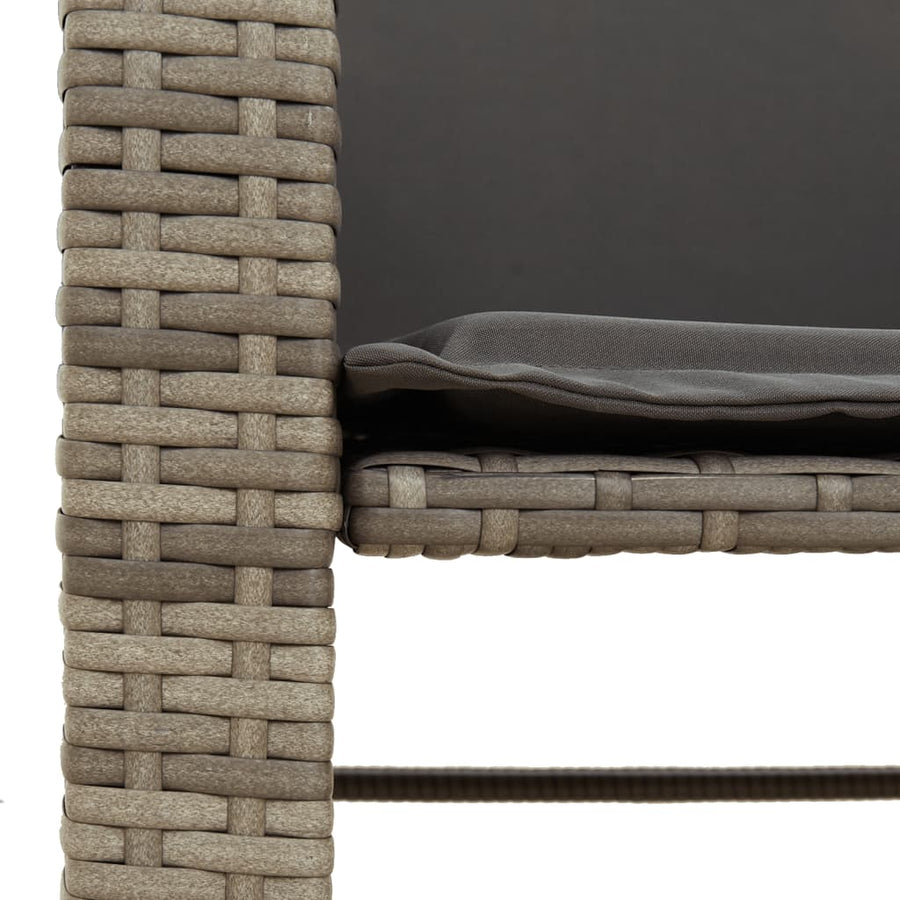 Tuinbank 2-Zits Met Tafel En Voetenbanken Poly Rattan Grijs