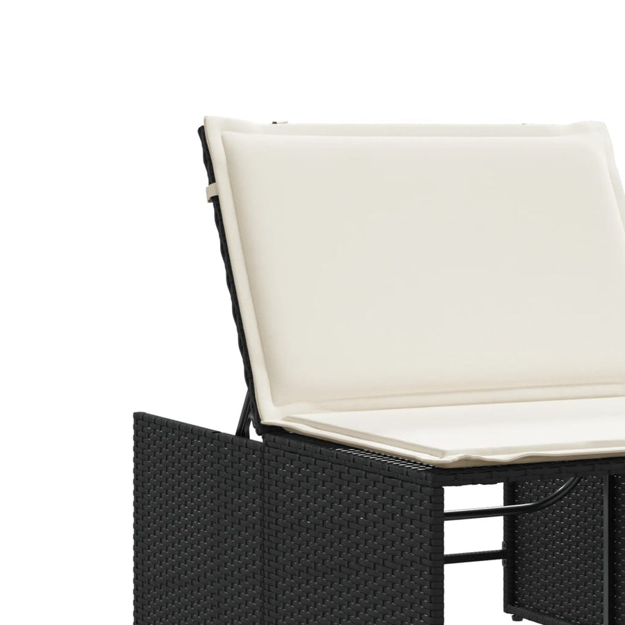 Ligbedden 2 St Met Tafel Poly Rattan Zwart