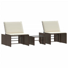 Ligstoelen 2 St Met Tafel Poly Rattan Bruin