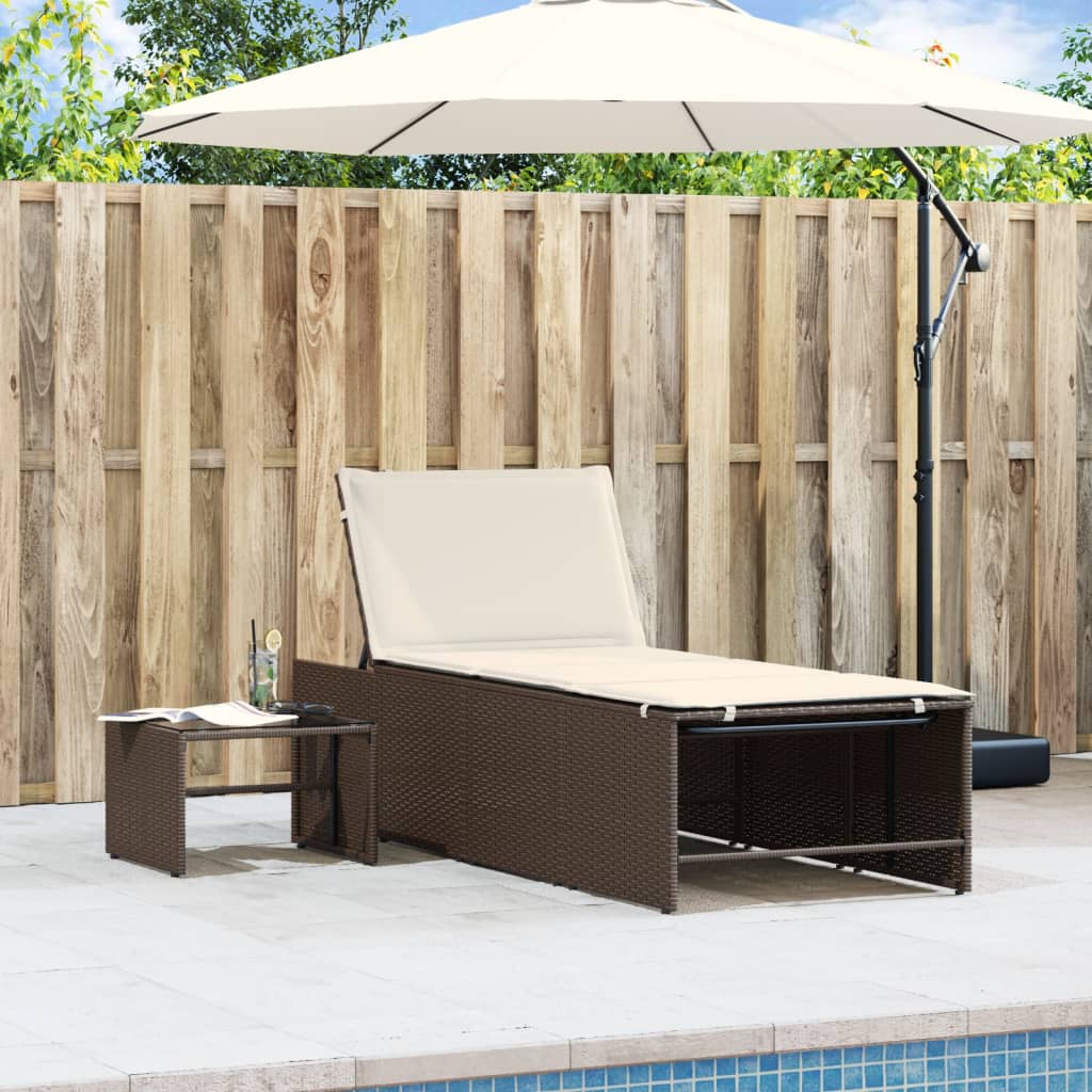 Ligstoelen 2 St Met Tafel Poly Rattan Bruin