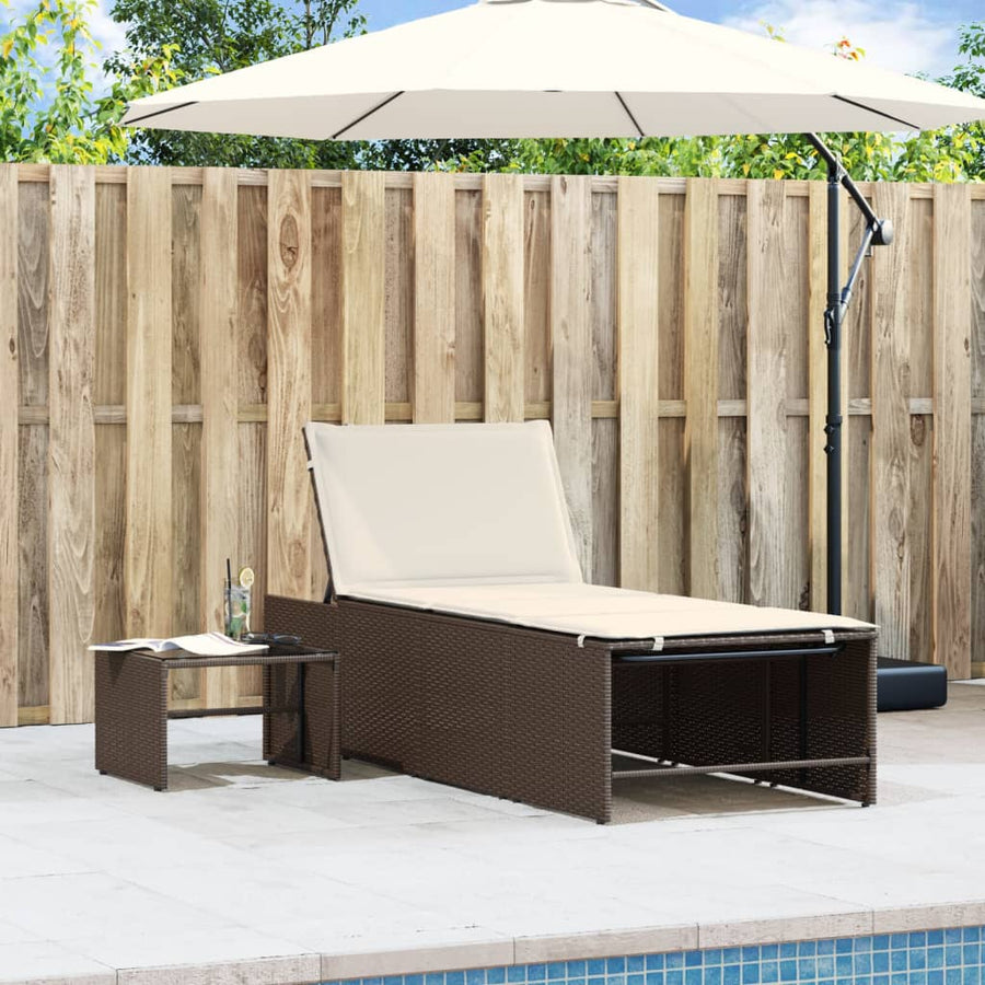 Ligstoelen 2 St Met Tafel Poly Rattan Bruin