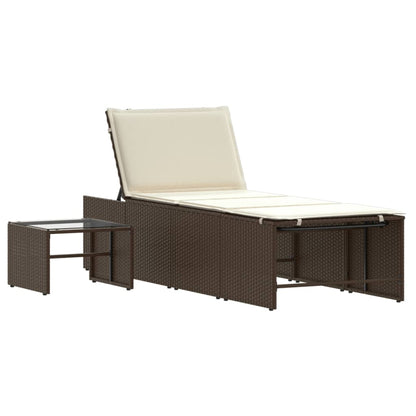Ligstoelen 2 St Met Tafel Poly Rattan Bruin