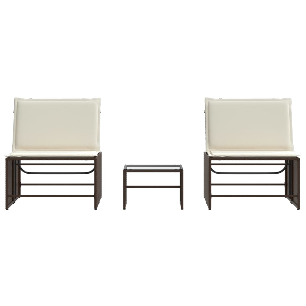 Ligstoelen 2 St Met Tafel Poly Rattan Bruin