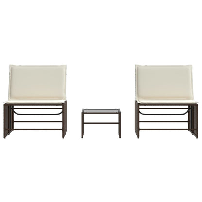 Ligstoelen 2 St Met Tafel Poly Rattan Bruin