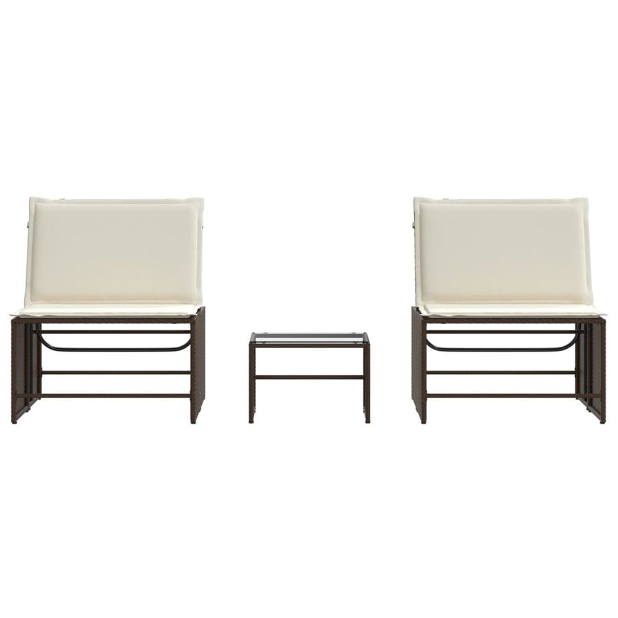 Ligstoelen 2 St Met Tafel Poly Rattan Bruin