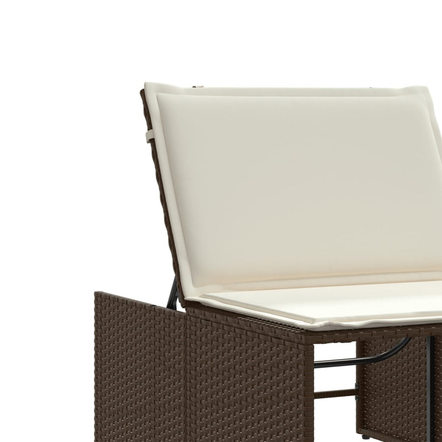 Ligstoelen 2 St Met Tafel Poly Rattan Bruin