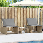 Ligstoelen set 2 stuks met tafel poly rattan beige