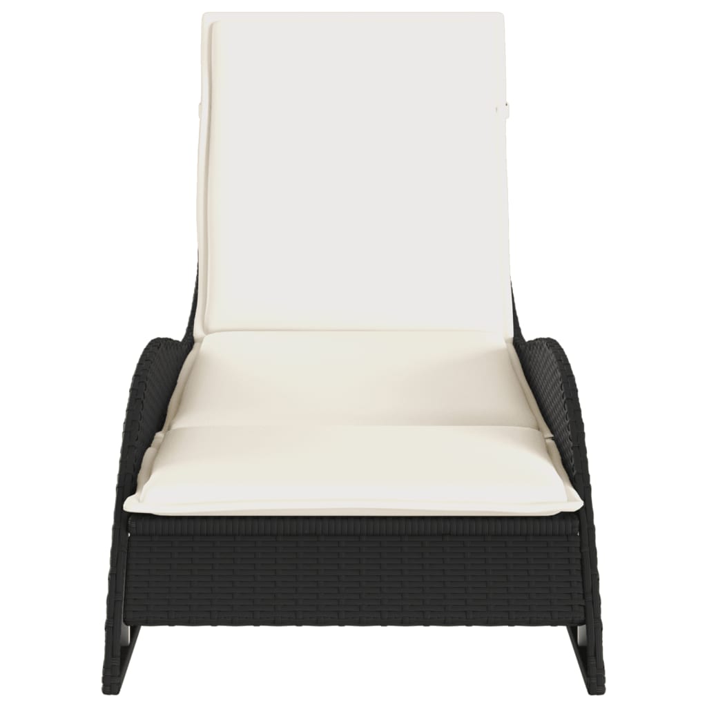 Ligbed met kussen 60x205x73 cm poly rattan zwart