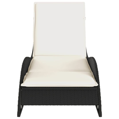 Ligbed met kussen 60x205x73 cm poly rattan zwart