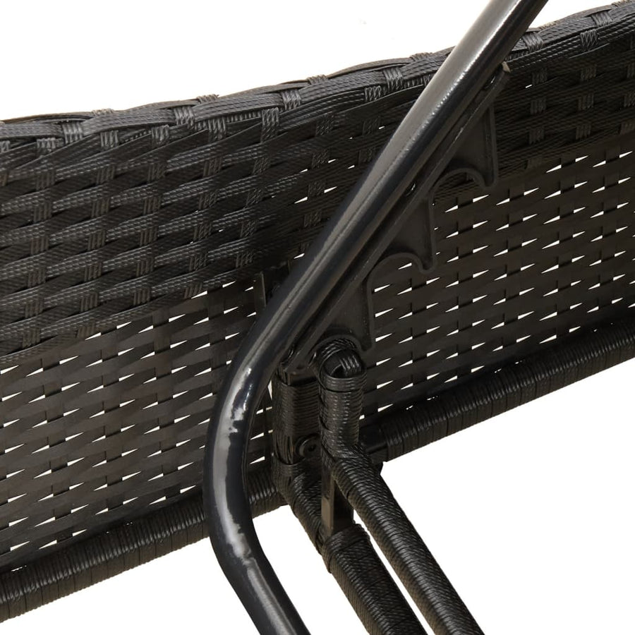 Ligbed met kussen 60x205x73 cm poly rattan zwart