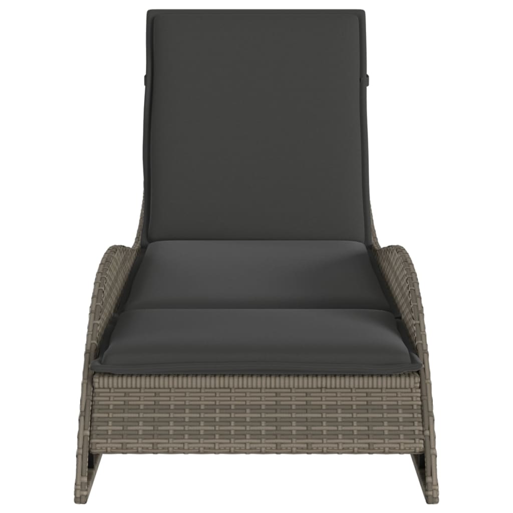 Ligbed met kussen 60x205x73 cm poly rattan grijs