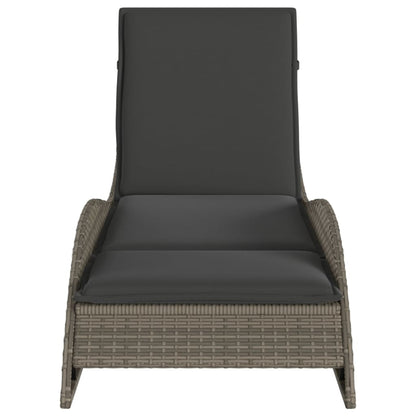 Ligbed met kussen 60x205x73 cm poly rattan grijs