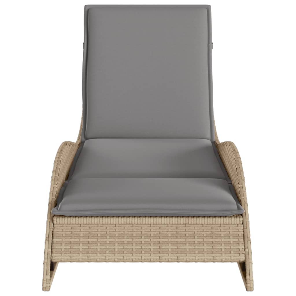 Ligbed met kussen 60x205x73 cm poly rattan beige