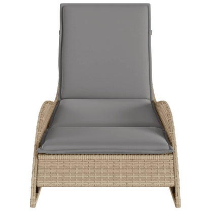 Ligbed met kussen 60x205x73 cm poly rattan beige
