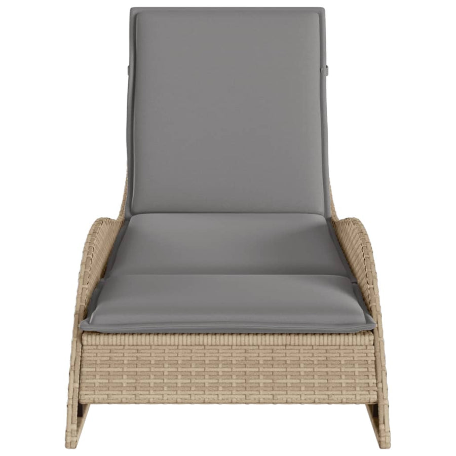 Ligbed met kussen 60x205x73 cm poly rattan beige