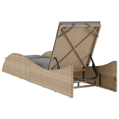 Ligbed met kussen 60x205x73 cm poly rattan beige
