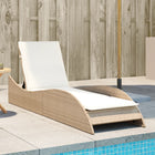 Lounger with cushion 60x205x73 cm poly rattan beige