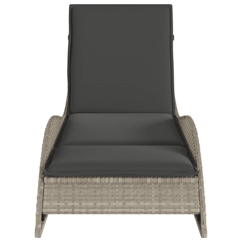 Ligbed met kussen 60x205x73 cm poly rattan lichtgrijs