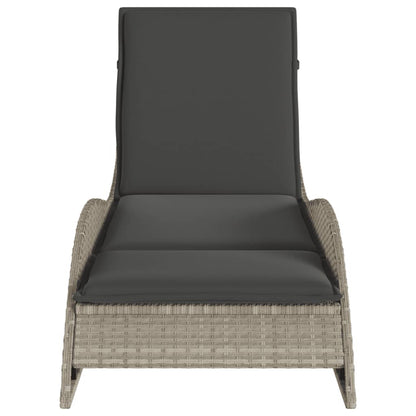 Ligbed met kussen 60x205x73 cm poly rattan lichtgrijs