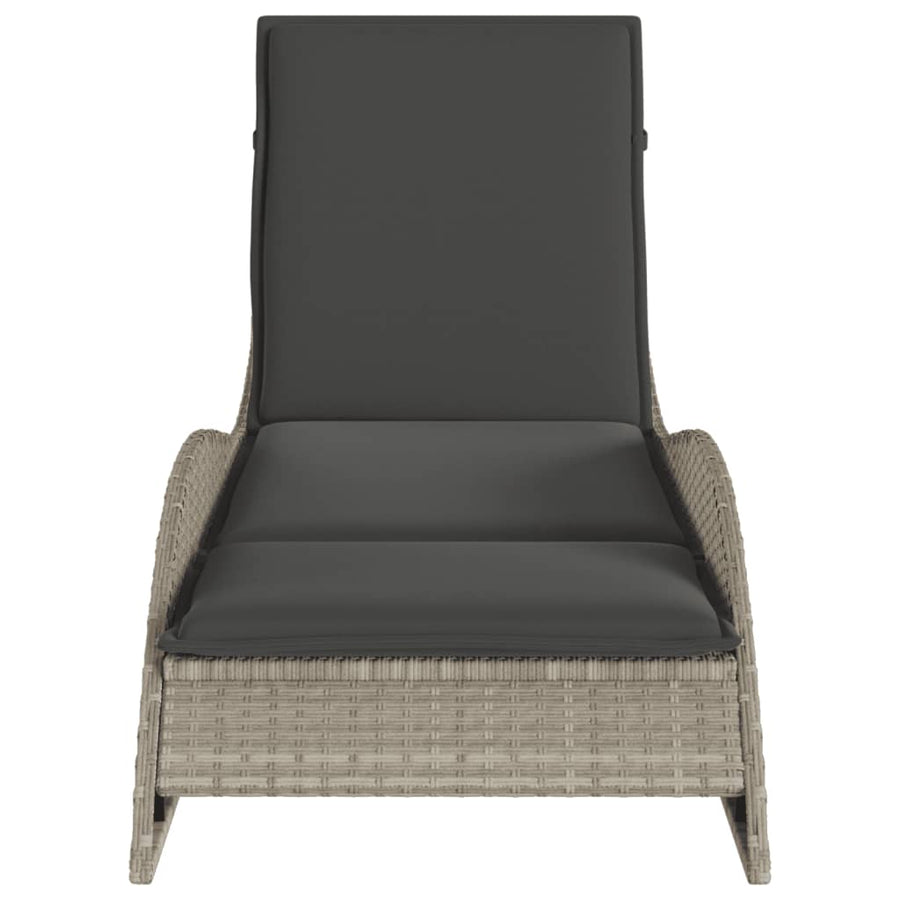 Ligbed met kussen 60x205x73 cm poly rattan lichtgrijs