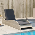 Sun lounger with cushion 60x205x73 cm poly rattan light grey