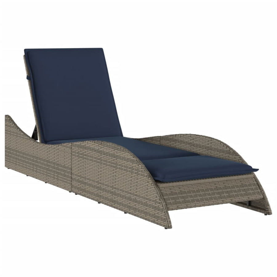 Ligbed met kussen grijs 60x205x73 cm poly rattan