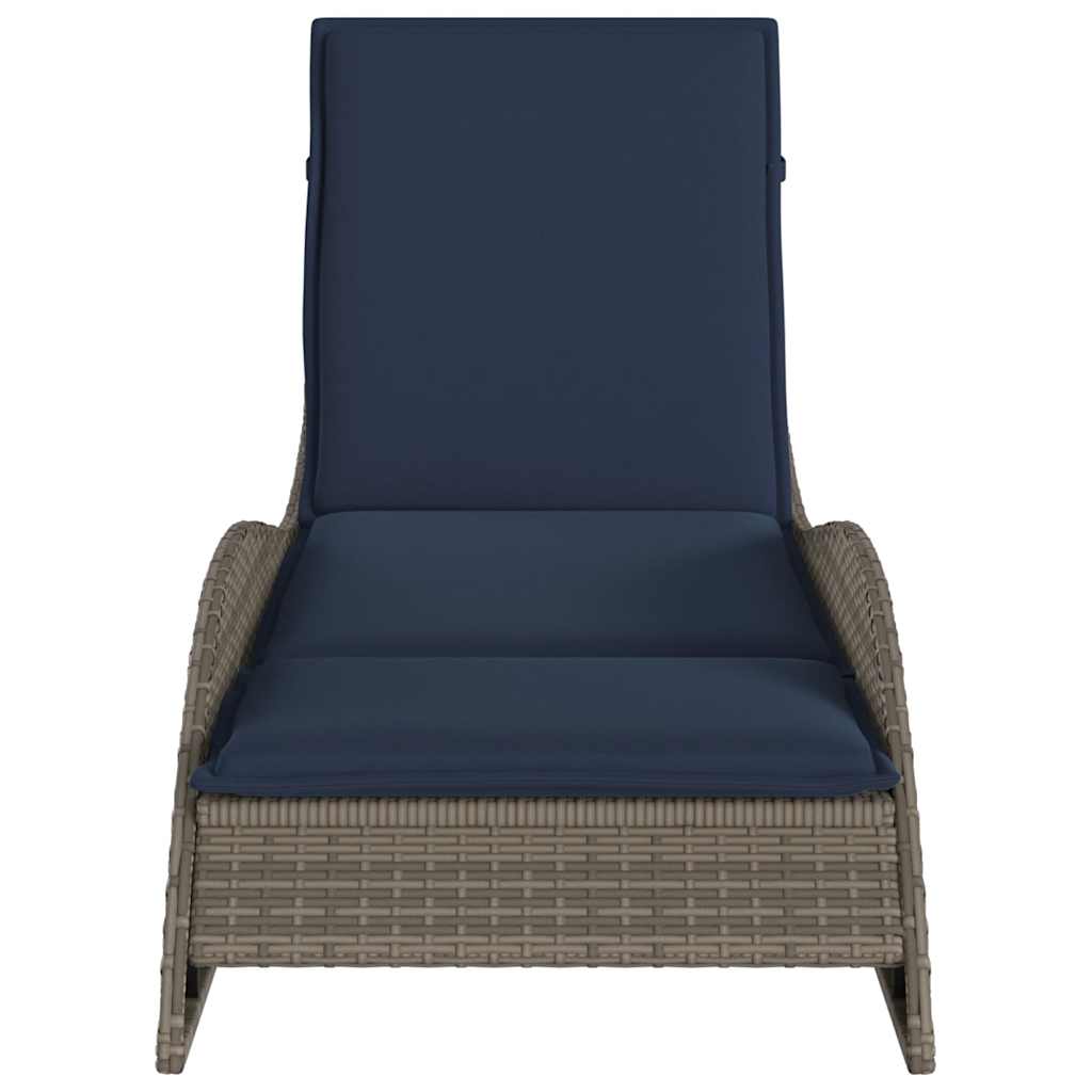 Ligbed met kussen grijs 60x205x73 cm poly rattan