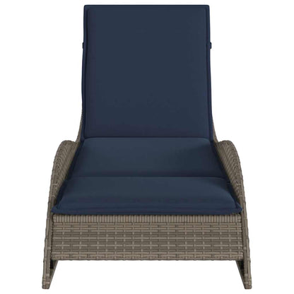 Ligbed met kussen grijs 60x205x73 cm poly rattan
