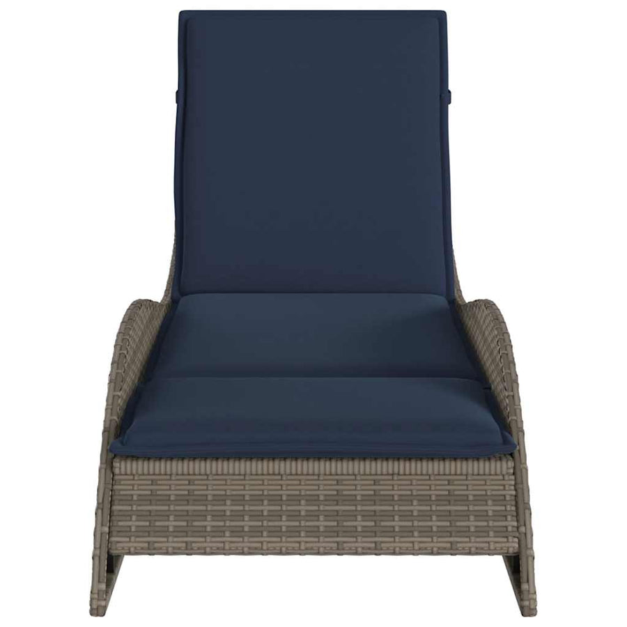 Ligbed met kussen grijs 60x205x73 cm poly rattan