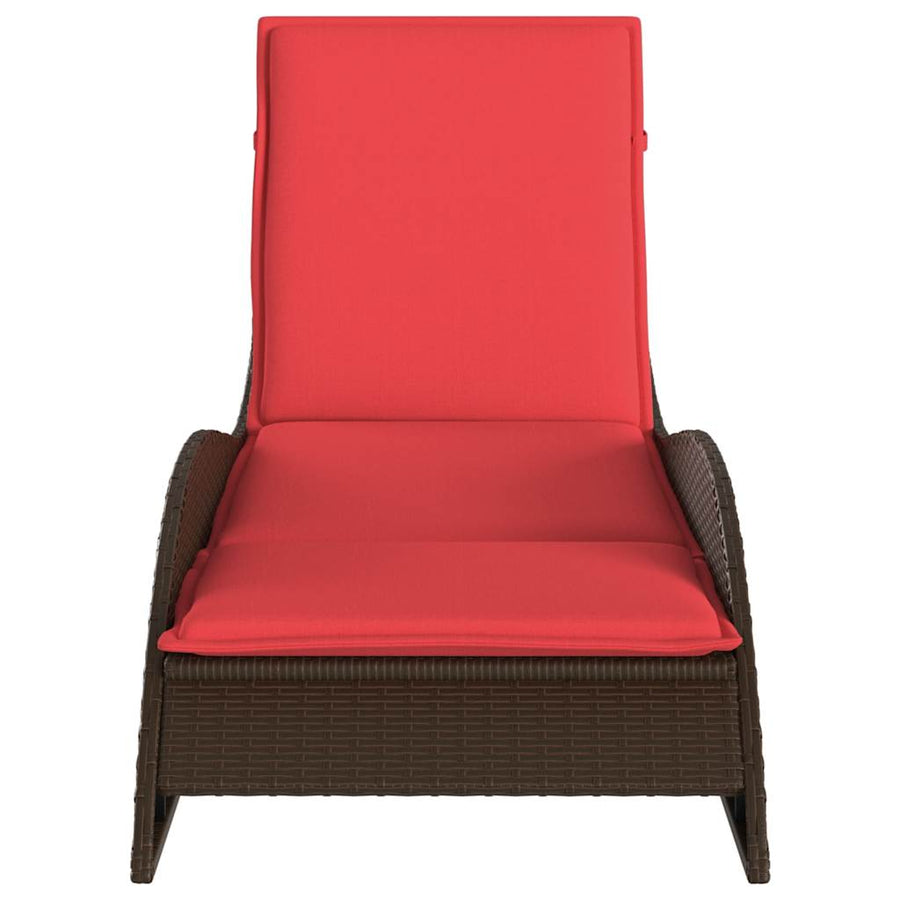 Ligbed met kussen bruin 60x205x73 cm poly rattan
