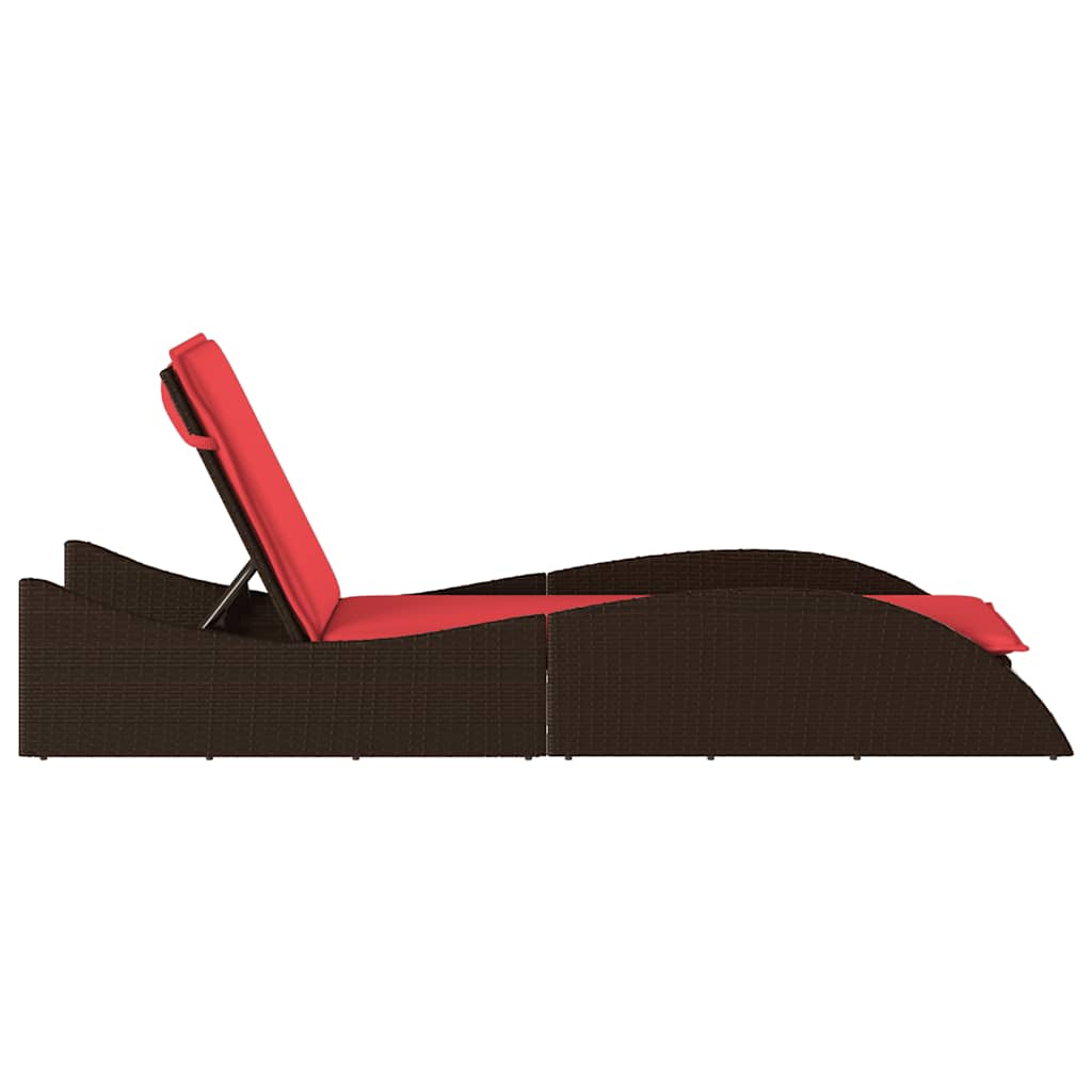 Ligbed met kussen bruin 60x205x73 cm poly rattan