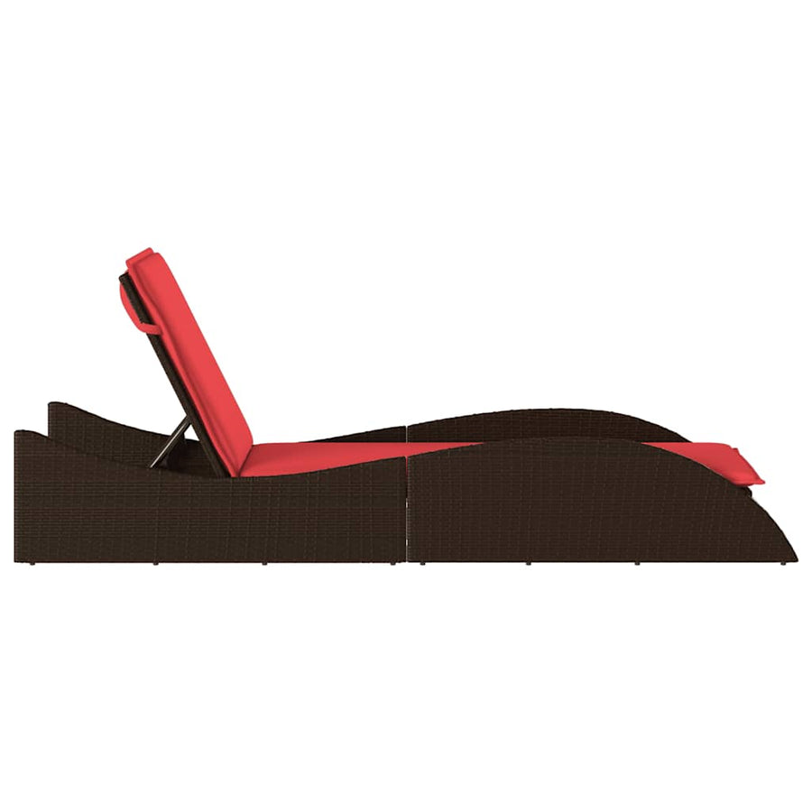Ligbed met kussen bruin 60x205x73 cm poly rattan
