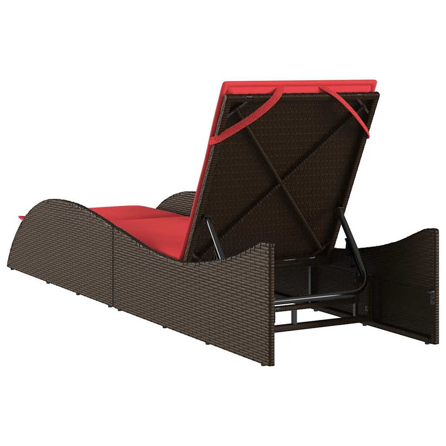 Ligbed met kussen bruin 60x205x73 cm poly rattan