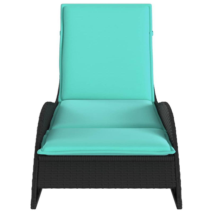 Ligbed met kussen zwart 60x205x73 cm poly rattan